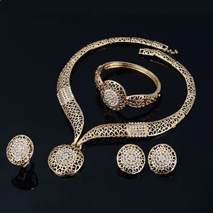 Ethnic Nigerian Jewellery Set Spring Jewellery Fashion bridal jewelry set necklace earrings ring bracelet 4-piece