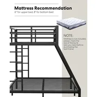 Futon double réglable moderne avec cadre en acier noir pour lit superposé en métal pour la maison, chambre, hôtel, école ou appartement, salon