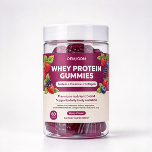 Gummies Protéinés Personnalisés au Whey, Créatine, Collagène et Acide Hyaluronique – Nutrition Quotidienne pour le Corps, Saveur Baies, Végétaliennes, Sans OGM, Marque Privée - Product Image 1