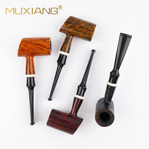 Muxiang Wooden Tobacco Pipe Straight Handle 9mm Filter Core Handmade Solid Wood Smoking Pipe - Product Image 3