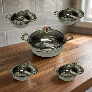 Juego de 6 Platos Redondos de Latón con Asas y Tapa de Vidrio, Duraderos, Novedosos, con Certificación CE, para Vajilla y Artículos para el Hogar - Product Image 3