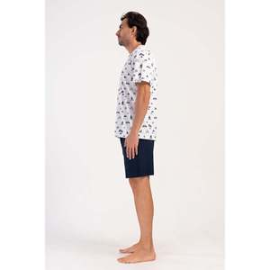 Conjunto de pantalones cortos de manga corta con cuello en V y bolsillos para hombre - Product Image 3