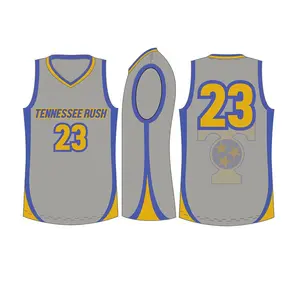 Preço por atacado personalizado Basketball Jersey Sublimação Design Cor Combinação Cinza E Roxo