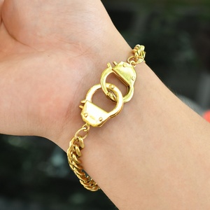 F461 Offre Spéciale mode lien cubain argent or acier inoxydable menottes chaîne bracelet bracelets breloques pour hommes - Product Image 3