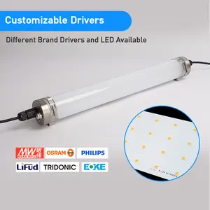 TUV ENEC Listé IP69K LED Tri-preuve Lumière étanche volaille lampe anti ammoniac 1.5M 60W