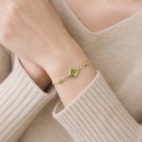 Bracelet en argent sterling 925 plaqué or avec péridot naturel, pierres serties en forme de cerf-volant, bijoux d'été