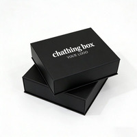 Boîte pliante magnétique noire de luxe en gros avec logo personnalisé, emballage cadeau en carton rigide avec support en carton