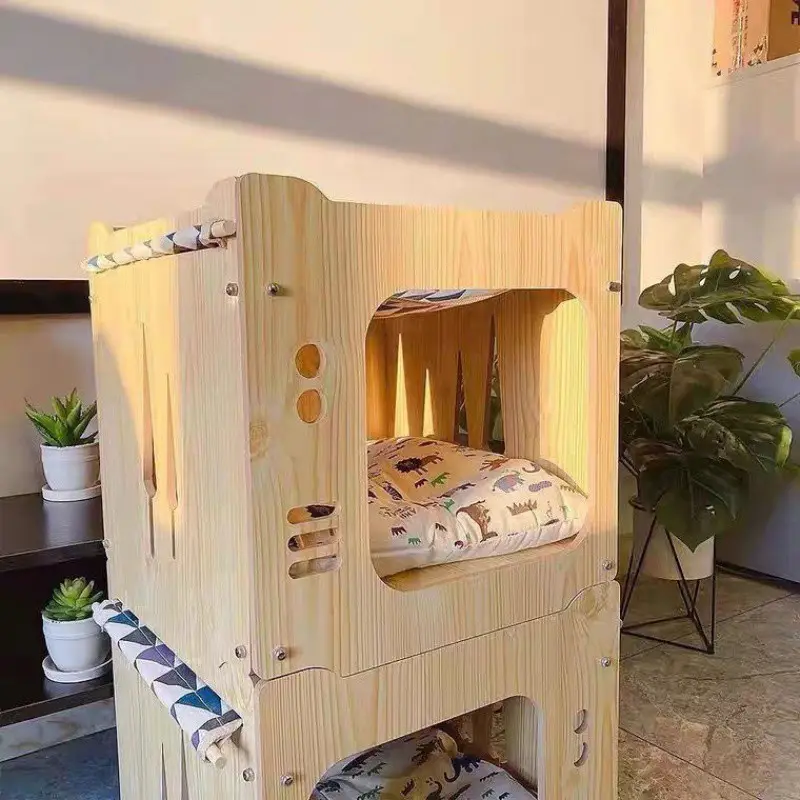 Toptan özel Modern kapalı kedi mobilya ev el yapımı taşıyıcılar Pet köpek kediler için kedi yatakları Pet kafesleri küçük hayvan