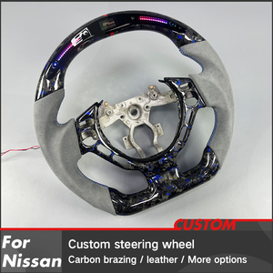 Interior mobil untuk Nissan R35 GTR 370Z Z34 <span class=keywords><strong>350Z</strong></span> Patrol Armada disesuaikan Suede tempa roda kemudi serat karbon dengan LED pintar - Product Image 2