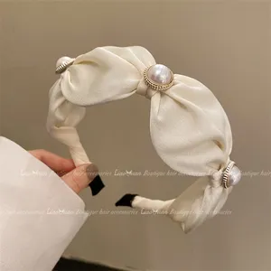 Vintage French Temperament Headband Simple Pearl Wide Edge Hair Bands Elegant Wash Face Headband Accessories For Women Girls