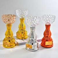 Trophée personnalisé en verre cristal poli écologique en forme de bol avec gravure laser pour les sports et les jeux