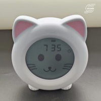 Pabrikan jam Alarm lampu malam latihan tidur bayi kucing lucu silikon jam Alarm lampu malam latihan tidur anak