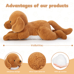 OEM kalite MorisMos çevre dostu kahverengi peluş oyuncak köpek dolması hayvan yavru çocuklar arkadaşı için Plushie binmek çalma süresi eğlenceli hediye - Product Image 2