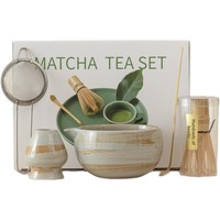 Juego de Matcha Personalizado, Duradero y Ecológico, con Batidor, Colador, Tazón de Cerámica - Utensilios para Matcha para Uso en Cafeterías