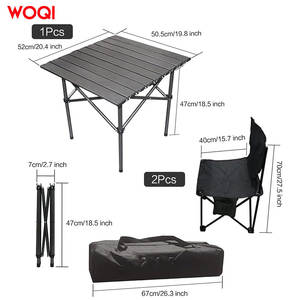 ชุดโต๊ะและเก้าอี้พับได้สำหรับกิจกรรมกลางแจ้ง Woqi ขนาด 52x50.5 ซม. ทำจากอลูมิเนียมและเหล็ก พกพาสะดวก เหมาะสำหรับตั้งแคมป์ ปิกนิก ตกปลา และการเดินทาง - Product Image 1