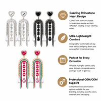Boucles d'oreilles tendance pour femmes, style européen et américain, luxe léger, multicolores, en forme de cœur, avec perles en goutte d'eau et longues pampilles