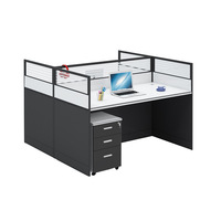 Table d'ordinateur de bureau en PVC de style commercial minimaliste moderne avec chaise, combinaison barre de travail et étagère de rangement intégrée