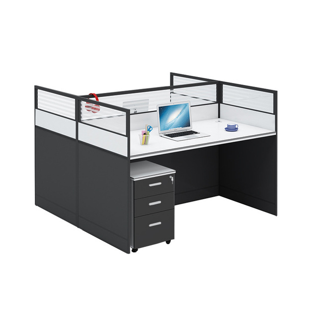Modern Minimalist Commercial PVC Material Staff Office Bar-shaped Computer Table Chair Combination Partition Bookcase Storage