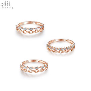 แหวนแหวนเพชรธรรมชาติแท้ขนาด18K แหวนแหวนซ้อนได้จากโรงงานส่งออกเครื่องประดับที่ดีที่สุดแหวนครึ่งนิรันดร์ - Product Image 3