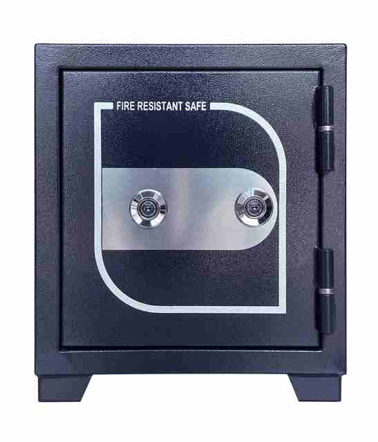 Small Size Home Document Double Keys Lock System One Hour Fire Resistant Stainless Pattern Panel Round Hinges Safe Box