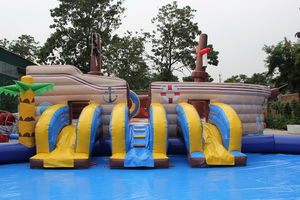 <span class=keywords><strong>Parc</strong></span> aquatique gonflable géant de qualité commerciale Pirate Shark Battle pour adultes et enfants - Product Image 6
