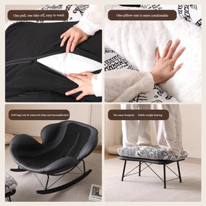 Chaises de salon modernes et luxueuses, grande chaise à bascule inclinable, canapé de chambre à coucher, meubles de relaxation simples et paresseux en métal et cuir pour adultes - Product Image 6