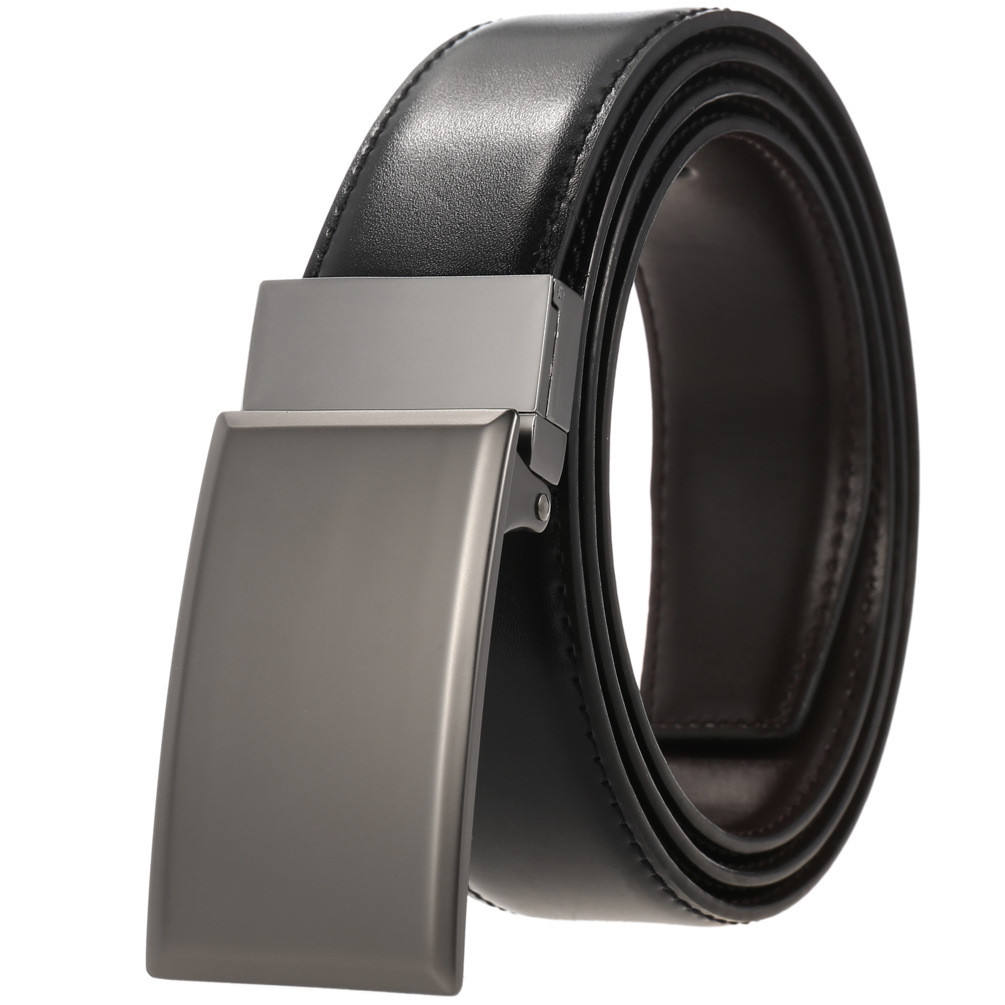 Lqbelt Plate Buckle Belt Smooth, Reversible, Genuine Leather