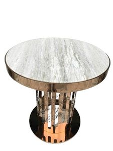 Modern Luxury Round Marble <b>Top</b> Coffee Table with <b>Rose</b> Gold Stainless Steel Base for Living Room Bedroom Dining - Product Image 2