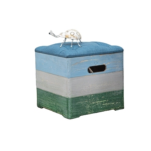 Farmhouse Living Room Home Decoration Wood Ottoman Square Foot Stool Pouffe <b>Cube</b> Storage Box <b>Footstool</b> - Product Image 2