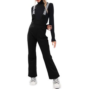 Fisoew Salopette de ski pour femme, isolée, imperméable, coupe-vent, noire - Product Image 1