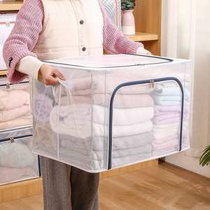 Boîte de rangement pliable transparente rectangulaire pour vêtements, organisateur anti-humidité pour armoire, rangement saisonnier pour couettes - Product Image 4