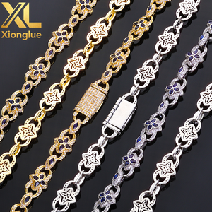 Collar de circonitas con diseño de trébol de cuatro hojas y ojo, símbolo infinito, cadena con botón abatible, joyería hip hop - Product Image 5