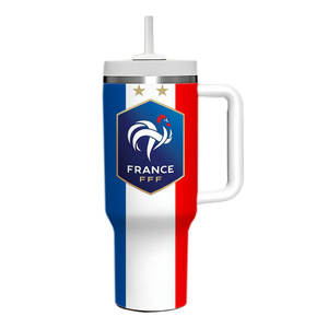 Mug de voyage isotherme en acier inoxydable de 40 oz avec poignée, couvercle et paille, double paroi isolée, idéal pour la bière, les réunions de famille et le sport - Product Image 1