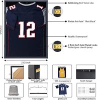 Grand cadre de présentation pour maillot de sport, boîte à effets d'ombre verrouillable en acrylique avec support pour maillots de baseball, basketball, football, soccer, hockey