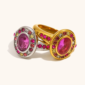 Anillos de Moda Vintage, Anillos Apilables de Lujo con Corazón Grueso, Iniciales y Piedra de Nacimiento, de Acero Inoxidable, Estilo Gótico para Mujer - Product Image 3