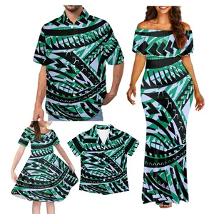 Vêtements de famille personnalisés chemise pour hommes fête Club enfants t-shirt robe vente chaude nouveautés polynésiennes samoan tribal