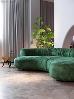 Canapé en velours vert en forme de lune, trois places, rembourré, créatif et unique, pour salon de maison ou d'hôtel
