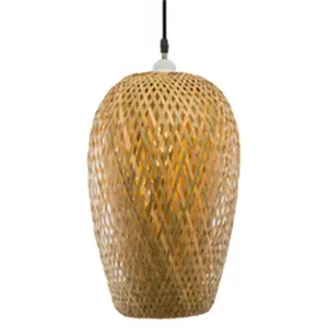 Lampadaire debout moderne décoratif fait à la main en bambou suspension abat-jour en rotin naturel pour café maison de thé