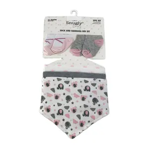 Bé Bông Bandana Bib Và Sock Set-3PK Vớ Em Bé