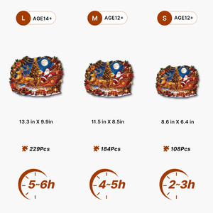 Puzzle en bois personnalisé de rennes et de traîneau de Noël, 100 à 200 pièces, jouet éducatif pour enfants de 8 à 13 ans, cadeau de fête unisexe - Product Image 3