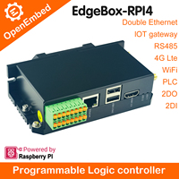 Controlador PLC Industrial Personalizado de Fábrica, Raspberry Pi Edgebox-RPI4 Linux 5G LORAWAN 4G LTE, PLC de Borde sin Ventilador para Programación