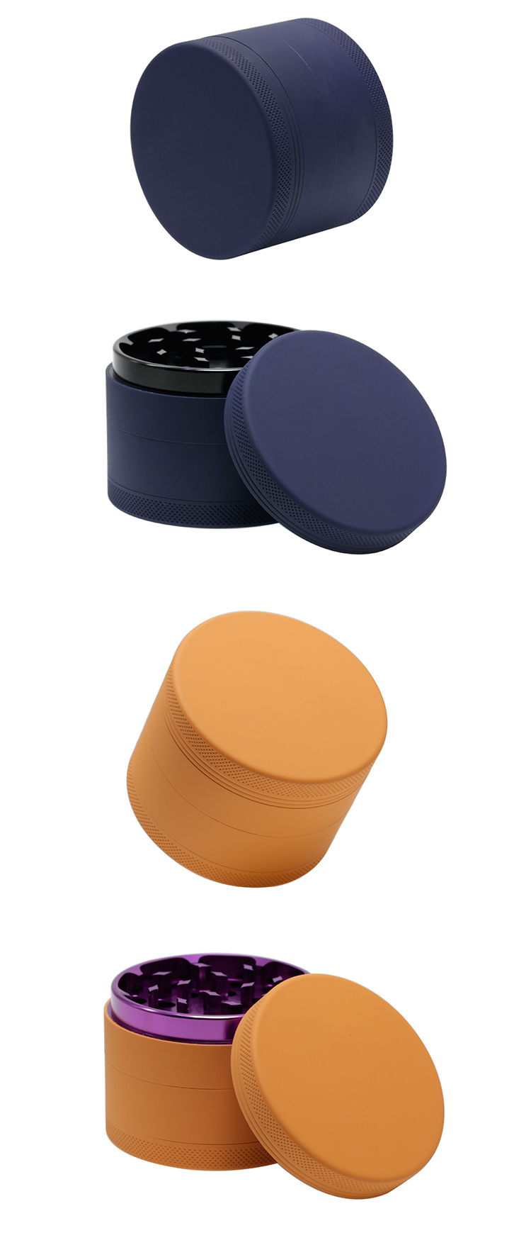 Diameter 63MM four layer rubber paint aluminum alloy smoke grinder custom logo 6119