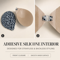 Soutien-gorge adhésif sans couture à imprimé léopard personnalisé avec adhésif en silicone invisible haute adhérence pour robes dos nu