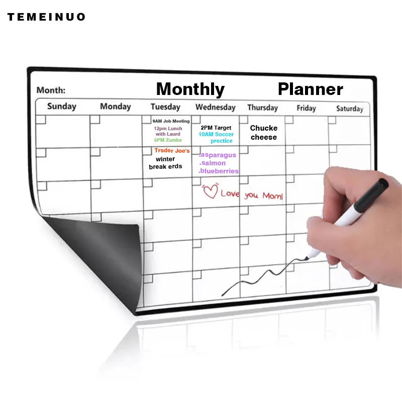 Custom Printed Chore Sheet Magnetic Calendar Board Notepad Refrigerator Whiteboard Magnet Refrigerator Plan