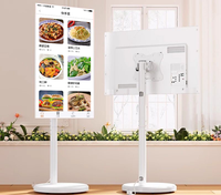 21.5-24 pouces Portable Mobile commande tablette batterie roues omnidirectionnelles intégré Google GMS pour l'animation de restaurants