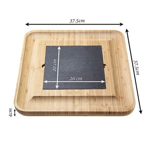 Carré <span class=keywords><strong>Plateau</strong></span> de Fromages Avec Ensembles de Couteaux Et <span class=keywords><strong>Ardoise</strong></span>, <span class=keywords><strong>Fromage</strong></span> <span class=keywords><strong>en</strong></span> bambou Planche À Découper Ensemble - Product Image 4