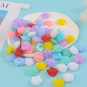 Parlak silikon boncuk toptan 17mm gül akrilik plastik Perspex boncuk düz alt akrilik dağınık boncuklar - Product Image 4