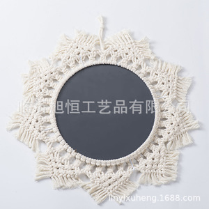 Handmade Bohemian Cosmetic <b>Mirror</b> With Cotton Lace Trim White Irregular Shape Decorative Home Wall <b>Hanging</b> 1PC - Product Image 3