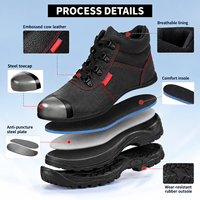 Chaussures de sécurité à embout d'acier anti-perforation avec doublure en maille respirante pour l'été, idéales pour l'usine et les chantiers, en cuir double couche anti-perforation