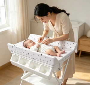 Station de change pour bébé pratique et pliable avec structure métallique robuste et barrières de sécurité pour le change des couches des nouveau-nés - Product Image 5